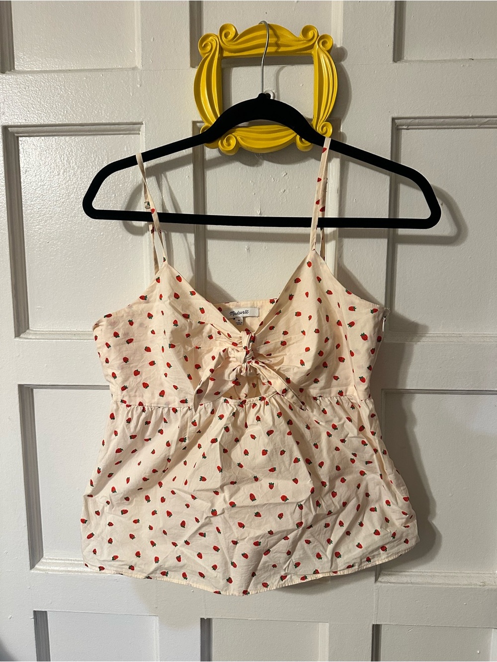Madewell Cream Cami with Red Strawberry Print